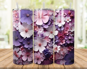 3D Flowers Tumbler Bundle for 20 oz Skinny Tumbler, Sublimation Digital Design