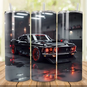 Vintage Ford Mustang Sublimation Designs for for 20 oz Skinny/Straight Tumbler, Bundle of 2 png files