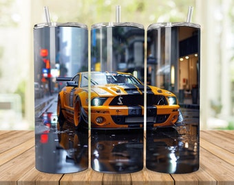 Mustang GT Racing Car Sublimation Designs for for 20 oz Skinny/Straight Tumbler, Bundle of 2 png files