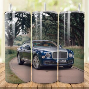 Blue Bentley Car Sublimation Designs for for 20 oz Skinny/Straight Tumbler, Bundle of 2 png files