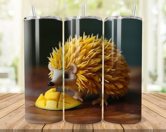 Mango Hedgehog Tumbler PNG for 20 oz Skinny Tumbler Sublimation Designs
