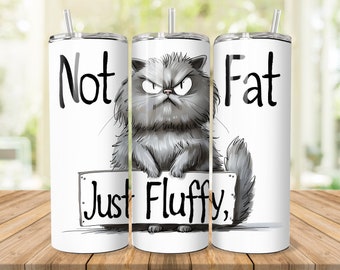 Just Fluffy Cat Wrap for 20 oz Skinny Tumbler Sublimation Designs