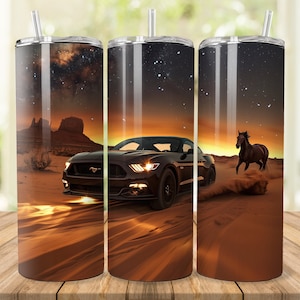 Ford Mustang vs Horse Tumbler PNG for 20 oz Skinny Tumbler Sublimation Designs