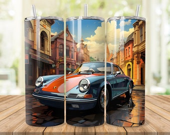 Cyberpunk Porsche Tumbler Sublimation Design: 20oz Skinny Tumbler (PNG Files)