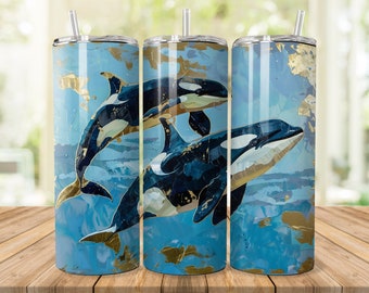 Orca Whale Sublimation Design, 20 oz Tumbler Wrap (PNG Files)