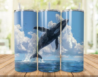 Humpback Whale Tumbler Sublimation Design: 20oz Skinny Tumbler (PNG Digital Download)