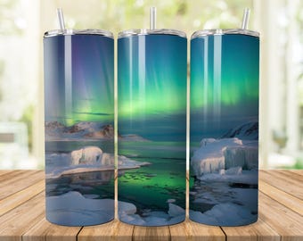 Northern Lights Tumbler Sublimation Design: 20oz Skinny Tumbler (Digital Download)
