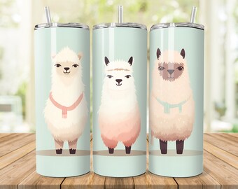 Vintage Llama Tumbler PNG for 20 oz Skinny Tumbler Sublimation Designs