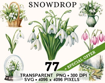 Snowdrop Wreath Clipart, Cute Wedding Flower Watercolor Clip Art, Floral Sticker Mug and Shirt Design, Digital Download, Printable PNG SVG