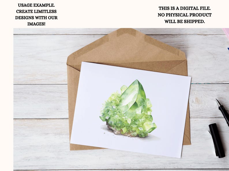 Use case in a card for All Gemstones Clipart Bundle