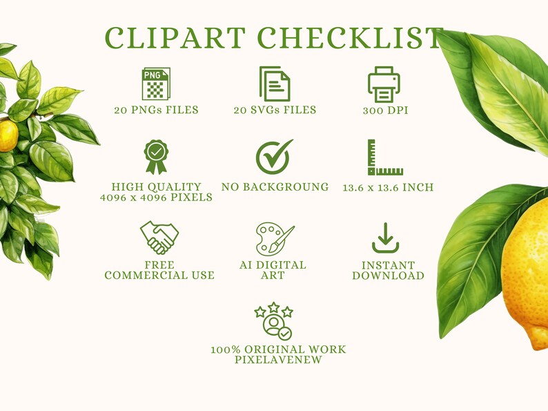 Characteristics of Lemon Clipart Bundle