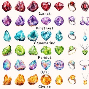 Set of unique All Gemstones Clipart Bundle