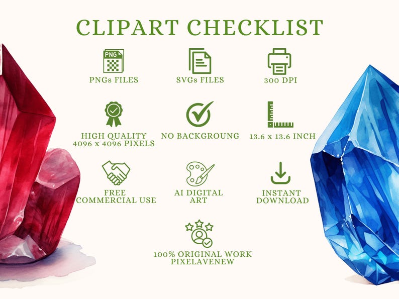 Characteristics of All Gemstones Clipart Bundle