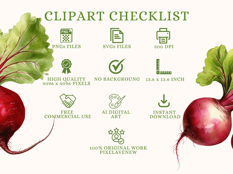 Beetroot Clipart, Farm Vegetable Watercolor Beet Drink & Soup Art, Food ...