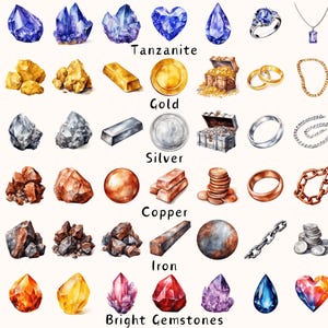 Set of unique All Gemstones Clipart Bundle