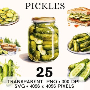 Clipart cornichons, ferme légumes aquarelle boisson santé Clip Art, conception de tasse et chemise autocollant autocollant, téléchargement numérique, PNG imprimable & SVG