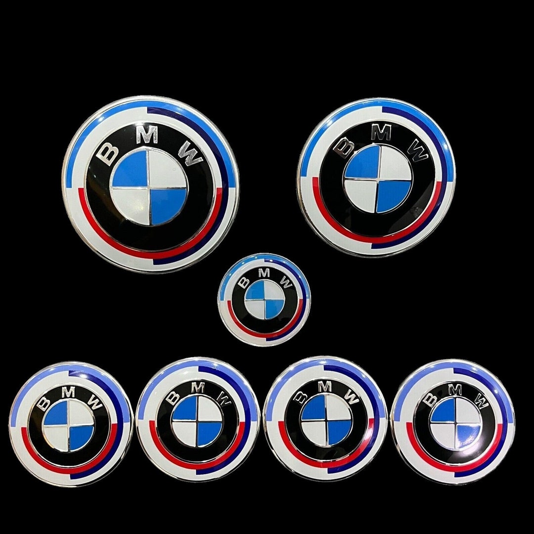 7pcs BMW 50th Anniversary Center Cap Emblems Steering Wheel Emblems