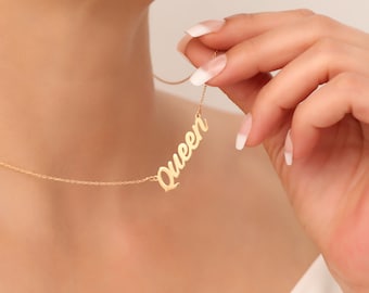 14K Solid Gold Name Necklace, Personalized Name Necklace, Custom Name Necklace, Personalized Gifts, Handwriting Name Necklace, Gift for Her