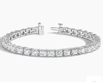 Princess Cut Lab Diamond Tennis Bracelet | 14K Gold, IGI Certified