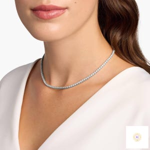 14K Gold Lab-Grown Diamond Tennis Necklace - 4-Prong Setting, 18 Inch