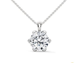 IGI Certified 2.45 CT Lab Diamond Pendant | 14K Gold, 6-Prong