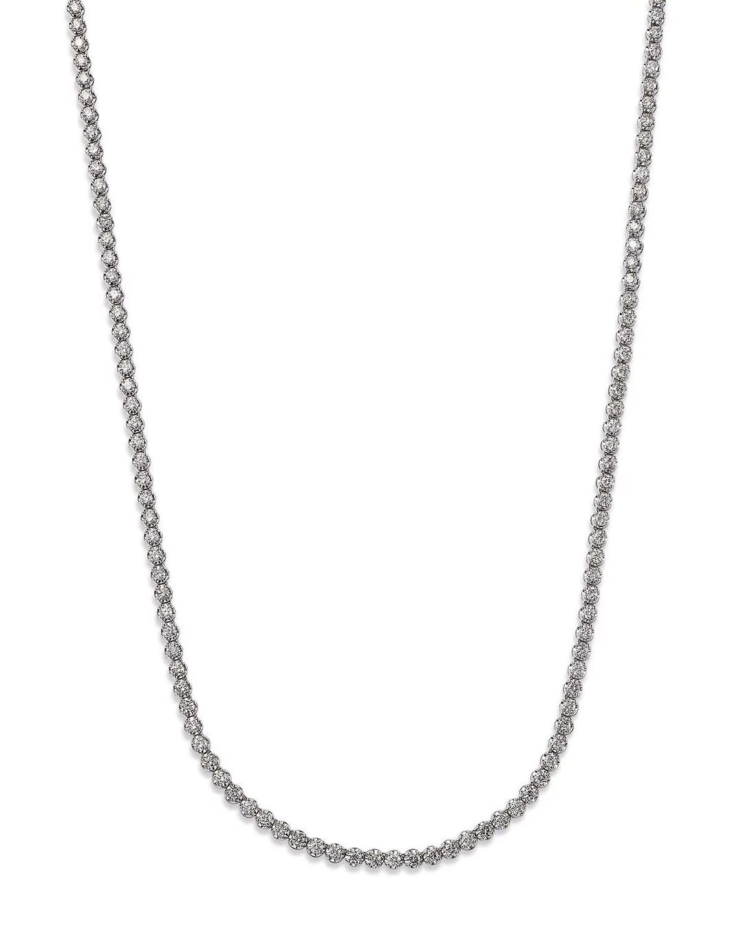 Luxury 14K Gold Lab Diamond 18 Inch Tennis Necklace Round Prong ...