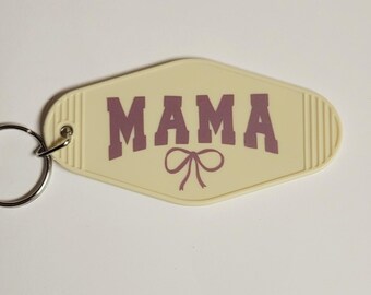 Mama Motel Keychain: Retro Plastic Key Tag, Gift for Mom