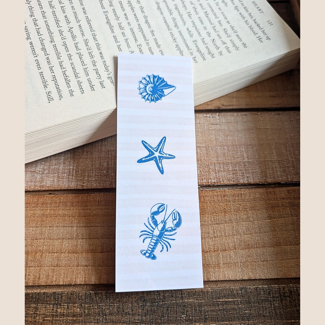 Coastal Blue Laminated Bookmarks Set of 4 Nautical & Cottage Style ...