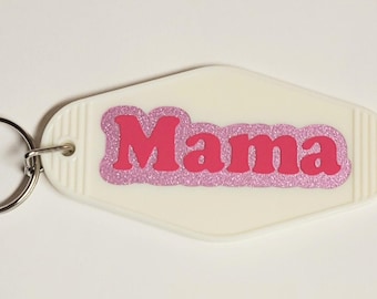 Mama Motel Keychain: Retro Style Key Tag, Gift for Mom