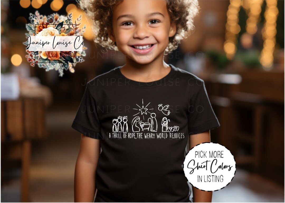 Nativity Christmas Tee Shirt Kids Holiday Shirt Nativity Etsy