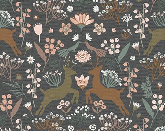 Tissu tissé par la galerie d'art "Botanist - Woodlandia Charcoal" Katarina Roccella
