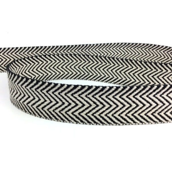 Baumwoll-Gurtband Schwarz-weiß 40 mm