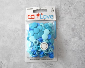 Boutons pression Prym Love Color Snaps (Ø 12,4 mm/30 pièces/bleu clair, bleu, bleu foncé)
