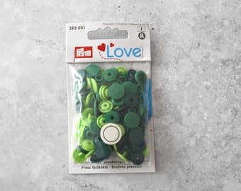 Prym Love Druckknöpfe Color Snaps (Ø 12,4 mm/30 St./hellgrün, grün, dunkelgrün)