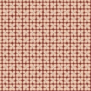 Puede incluir: Un patrón sin costuras con un diseño repetitivo de tréboles de cuatro hojas rosas sobre un fondo marrón.