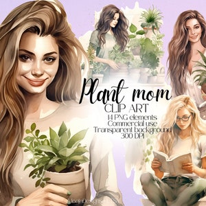 Pflanzen Mama Zimmerpflanze Aquarell Clipart Botanische Zimmerpflanze Kommerzielle Nutzung Transparent PNG 300 DPI Einladungen Scrapbooking Journaling Art