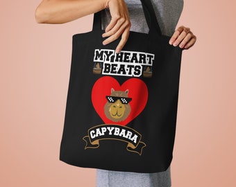 tote bag mijn hart klopt capibara, mooi ontwerp voor capibara, grappige capibara tote bag, perfect cadeau voor je capibara-liefhebbende vriend