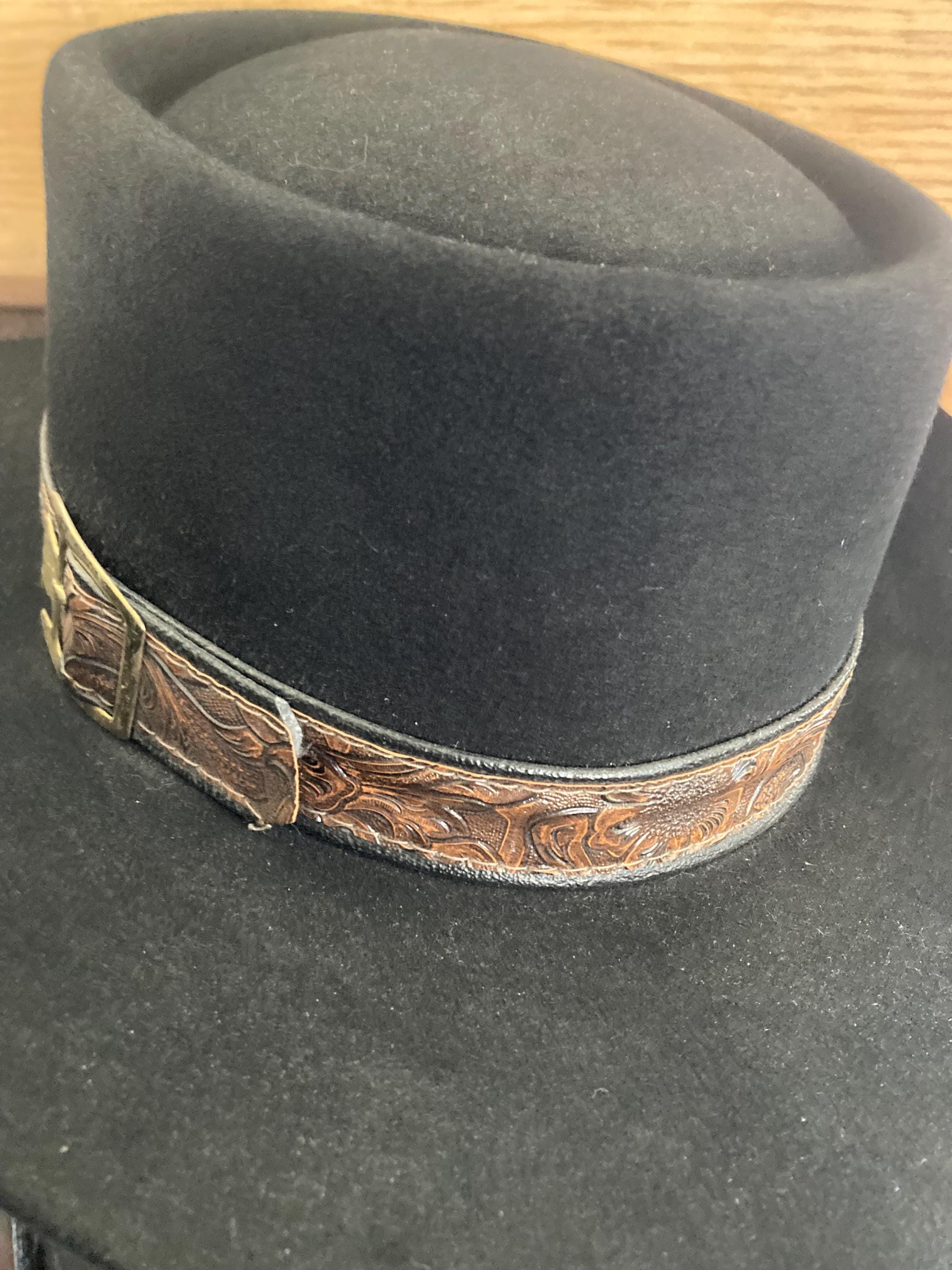 【激レア✨】ヴィンテージ STETSON revenger beaver hat Vintage Stetson 3X Beaver Revenger Black Hat Size 7 With