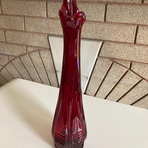 Vintage Amberina Swung Vase Art Glass Beautiful!