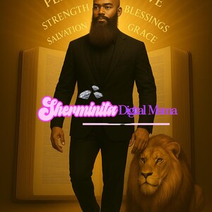 Lion of Faith – Bold Christian Man with Lion PNG | Spiritual Strength Art for Journals, Shirts & More