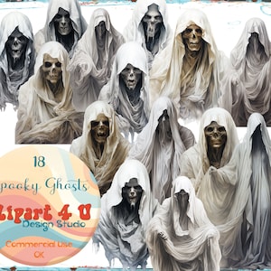 Clipart Spooky Ghosts, Halloween Ghosts, Spooky Halloween Clipart Ghosts.