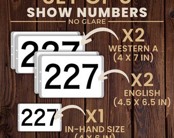 Set of 5 No Glare Horse Show Numbers
