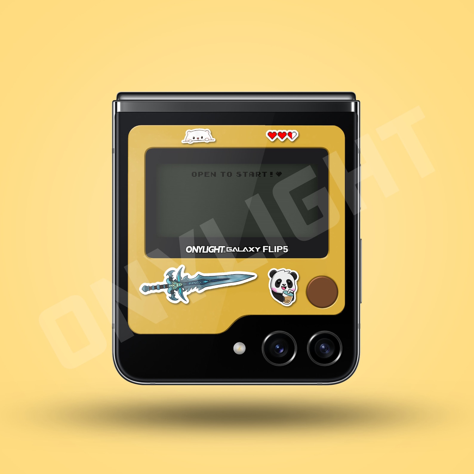 Samsung Galaxy Z Flip Cover Screen Wallpaper Cute Sticker Gamer yellow