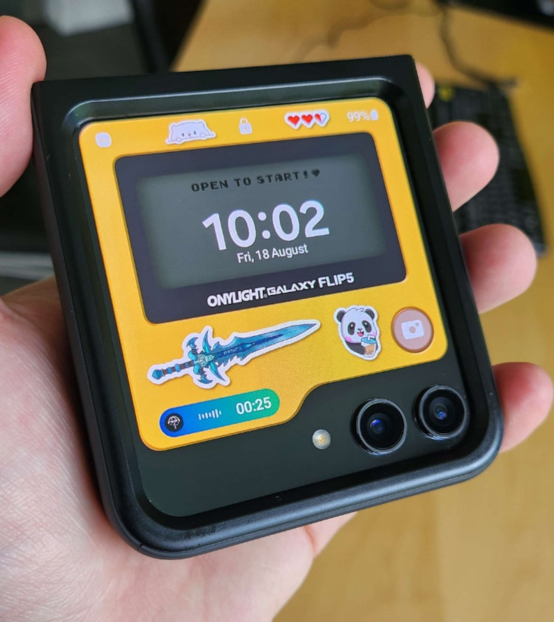 Samsung Galaxy Z Flip Cover Screen Wallpaper Cute Sticker Gamer yellow