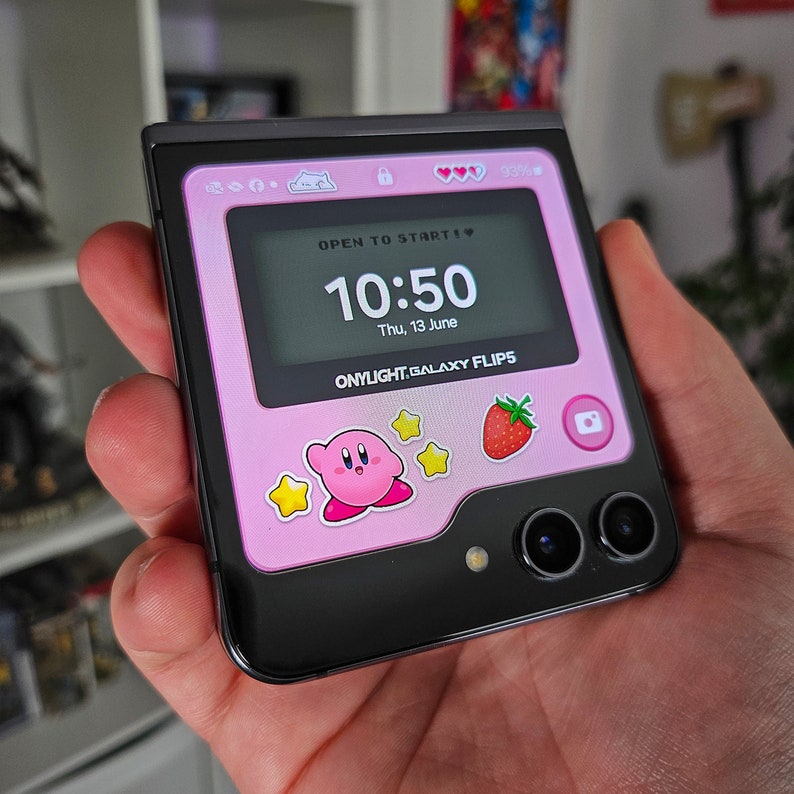 Samsung Galaxy Z Flip Cover Screen Wallpaper Kirby Attack pink Etsy