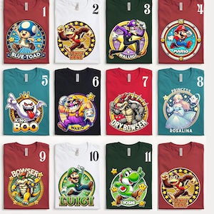 Super Mario Character Shirt, Super Mario Family Shirt,  Personalized Mario Shirt, Super Mario Birthday Party Shirt, Mario & Friends PartyTee