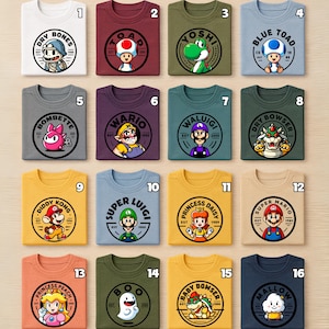 Super Mario Family Shirt, Super Mario Character Shirt, Super Mario Birthday Party Shirt, Mario & Friends Party Shirt, Personalized Mario Tee