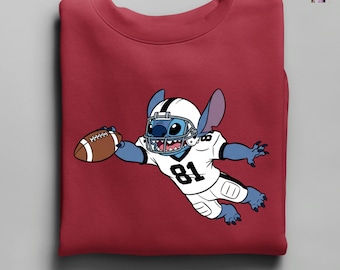 Custom Stitch Football Sweatshirt, Disney Stitch Hoodie, Super Bowl Football Sweater, Personalized Stitch Football Gift, Custom Football Tee
