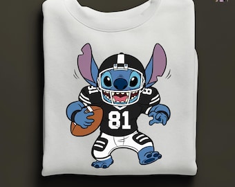 Custom Stitch Football Sweatshirt, Disney Stitch Hoodie, Super Bowl Football Sweater, Personalized Stitch Football Gift, Custom Football Tee