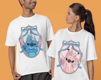 Stitch and Angel Couple Shirt, Stitch and Angel Shirt, Gift for Stitch Lover Couples, Disney Stitch Couple Shirt, Valentine's Day Gift Idea